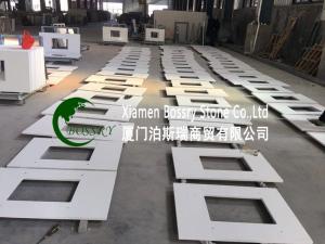 China Pure White Quartz Vanity Top on sale