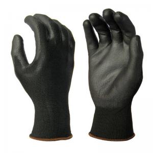 China 13Gauge Polyester Liner Polyurethane/PU Coated Work Gloves (Black-Black) PU-01 on sale