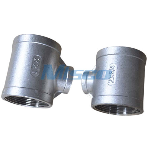 TEE 2'' BSP 150PSI ASTM A351 CF8 Stainless Steel Pipe Fittings Polish Surface
