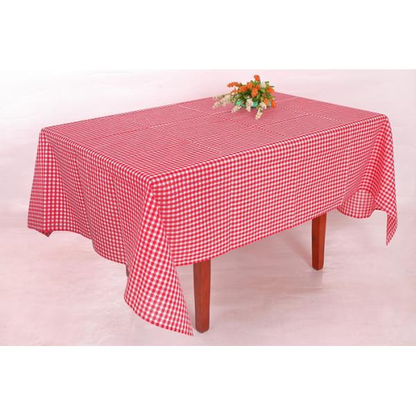86% Cotton Natural Fabric Red Checkered Tablecloth , Full Sizes Picnic Checkered Tablecloth