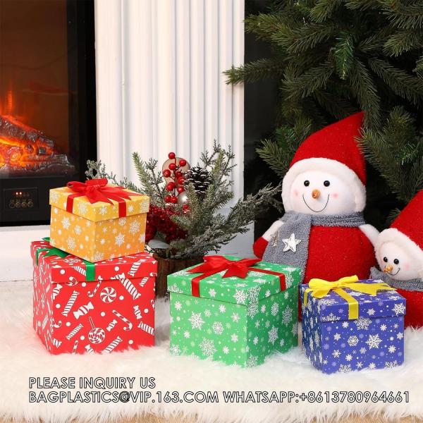 Christmas Nesting Gift Boxes Hard Xmas Stackable Boxes Candy Christmas Decorative Boxes With Lids Xmas Nested Boxes