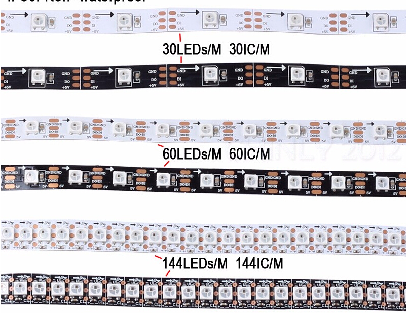 Individual Addressable 5V WS2812B 5050 RGB Flexible LED Strip Lights