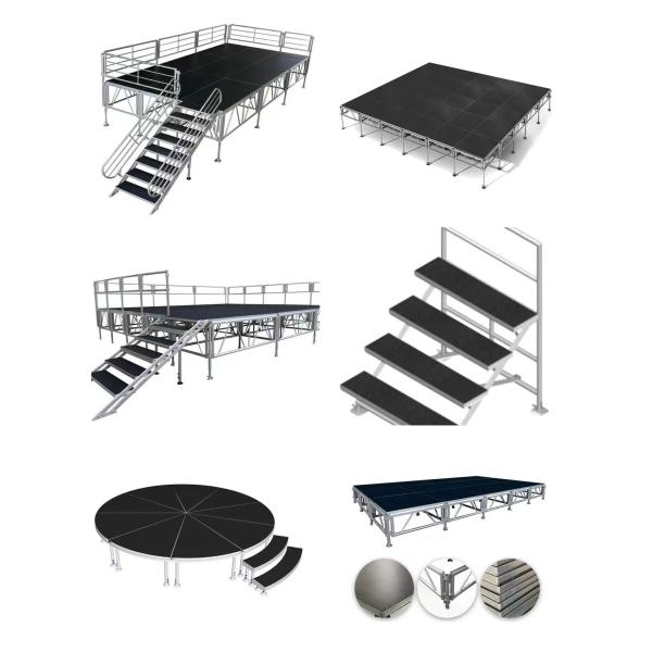Round / Square Portable DJ Stage Platform Detachable Aluminum Alloy Glass Plywood Material