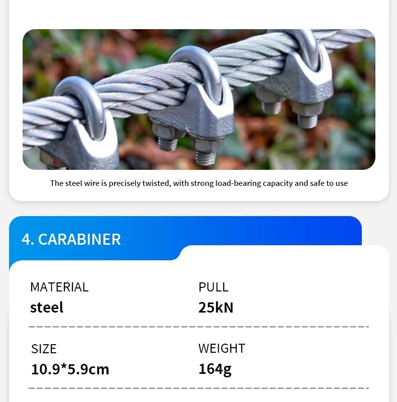 Adults And Children 6mm Outdoor Backyard Zip Line Kit Sports Safety Product