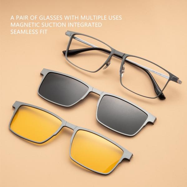 Business Glasses Titanium Clip On Square Aluminum Glasses Frame