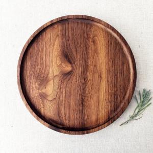 Quality 20*20 Cm Bamboo Round Tray Display Natural Rolling Wooden sturdy construction wholesale