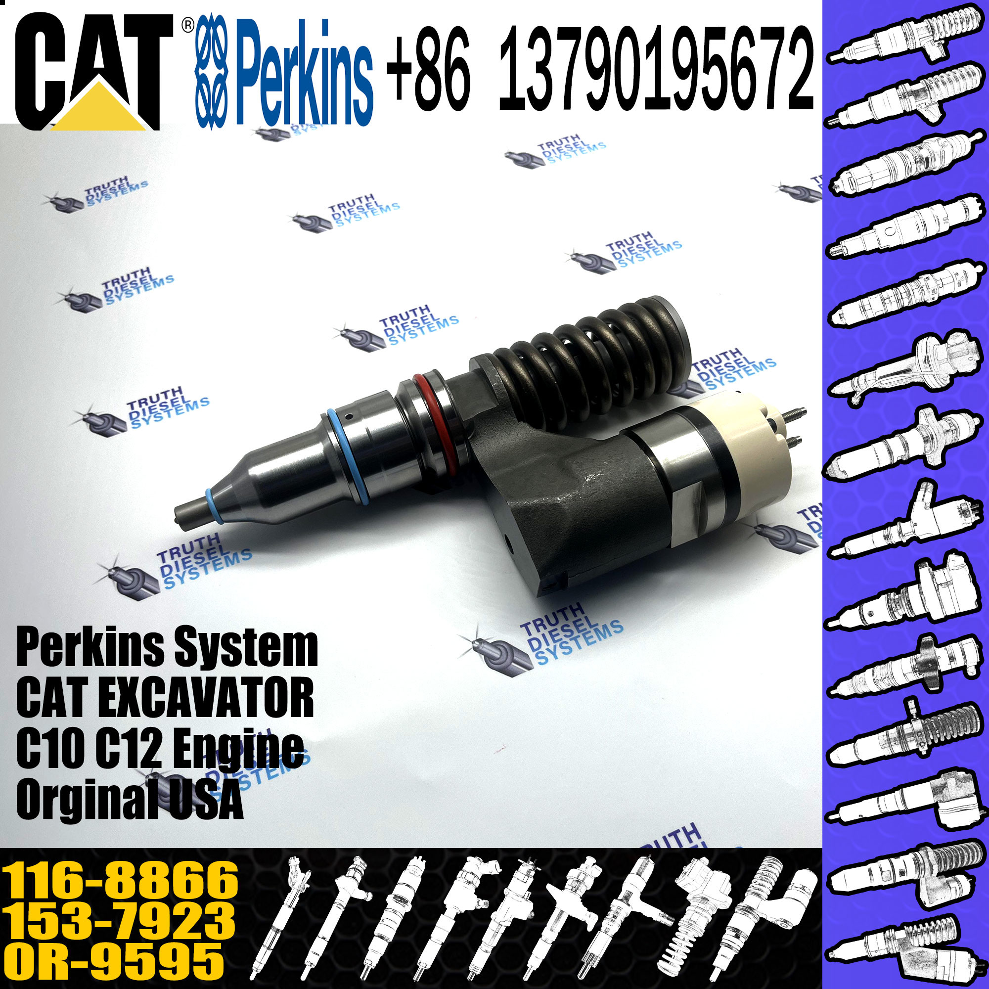 Diesel Engine Parts 3176 C12 Fuel Injector Assy 116-8866 153-7923 0R-9595