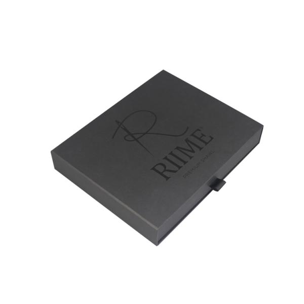 Recyclable custom Design Rigid Drawer Gift Cardboard Black Silk Scarf Box Luxury Sliding Box Paper Packaging