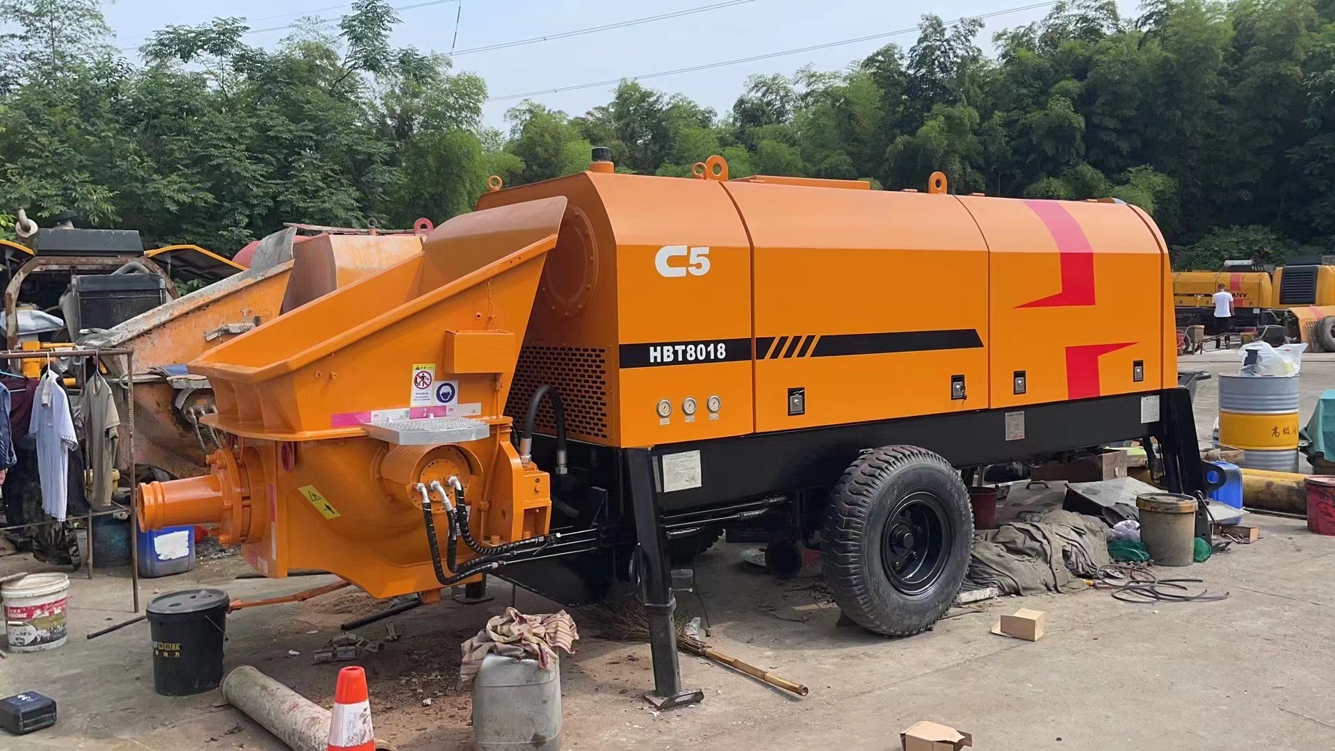 10-18Mpa Refurbished Concrete Trailer Pump Concrete Stationary Pump Deutz Engine