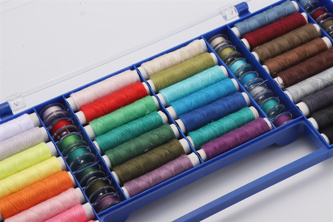 Sewing Thread Box Kit storage 64 Colors Polyester 32 PCS Sewing Thread Spools and 32 PCS Prewound Bobbins Color