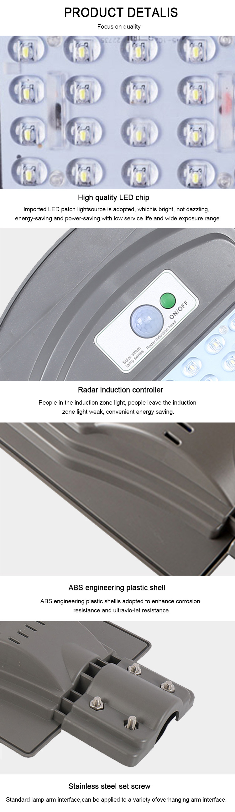 High Quantity CE Solar LED Street Lamp with Auto Intensity Control for Road