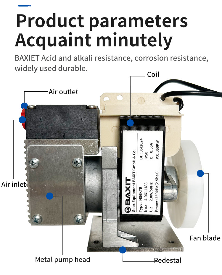 Ac Vacuum Pump 220v Micro Diaphragm Pump High Temperature Air Gas Sampling Pump