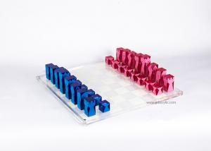 China Custom Luxury Neon Blue Pink Elegant Acrylic Chess Game Board Set on sale