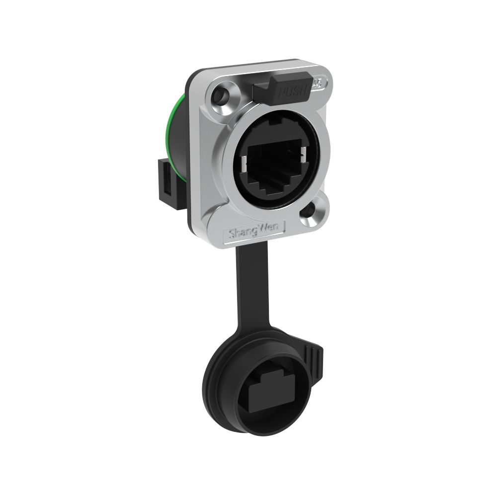 Female RJ45 Socket IP65 CAT5/6 8 Pin Ethernet Chassis Connector for Outdoor Applications
