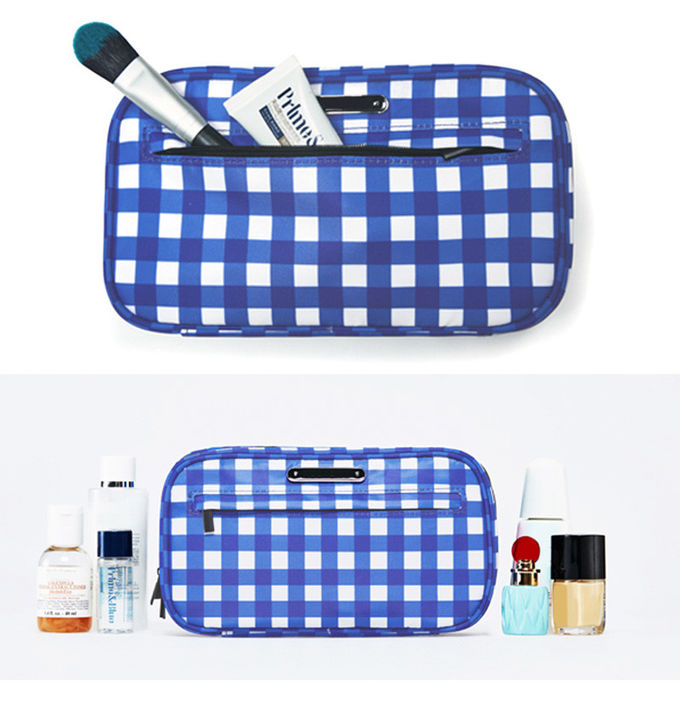 Eco Friendly Foldable Checkered Cosmetic Makeup Bag