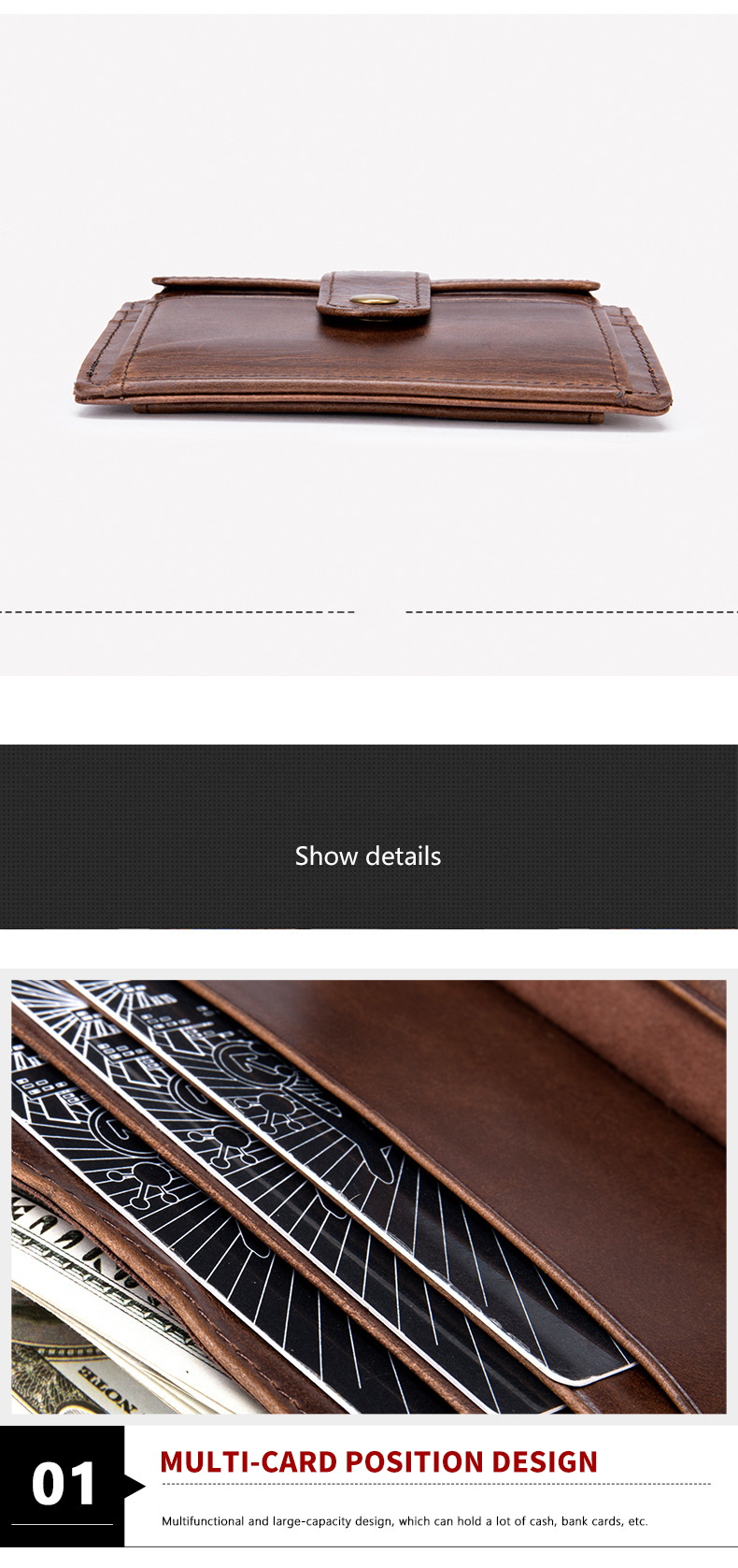 Customizable Men's Genuine Leather Card Holder Wallet with Anti-Theft Protection