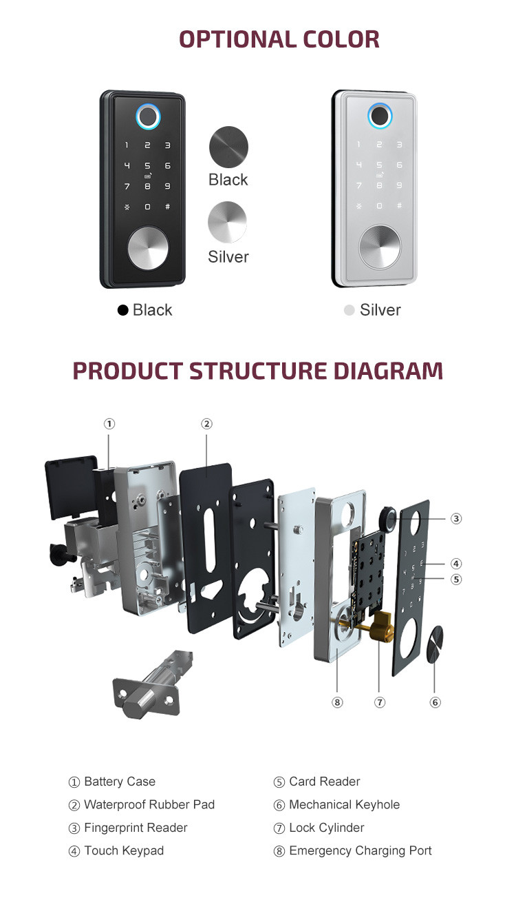 Commercial Wifi Door Lock Work With Alexa EKey IC Card App For Home Hotel Office