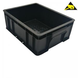 China Esd Plastic Box Cleanroom Black Plastic Circulation Safe Box Esd Pcb Trays Esd Stackable Bins For Anti-Static Protection on sale