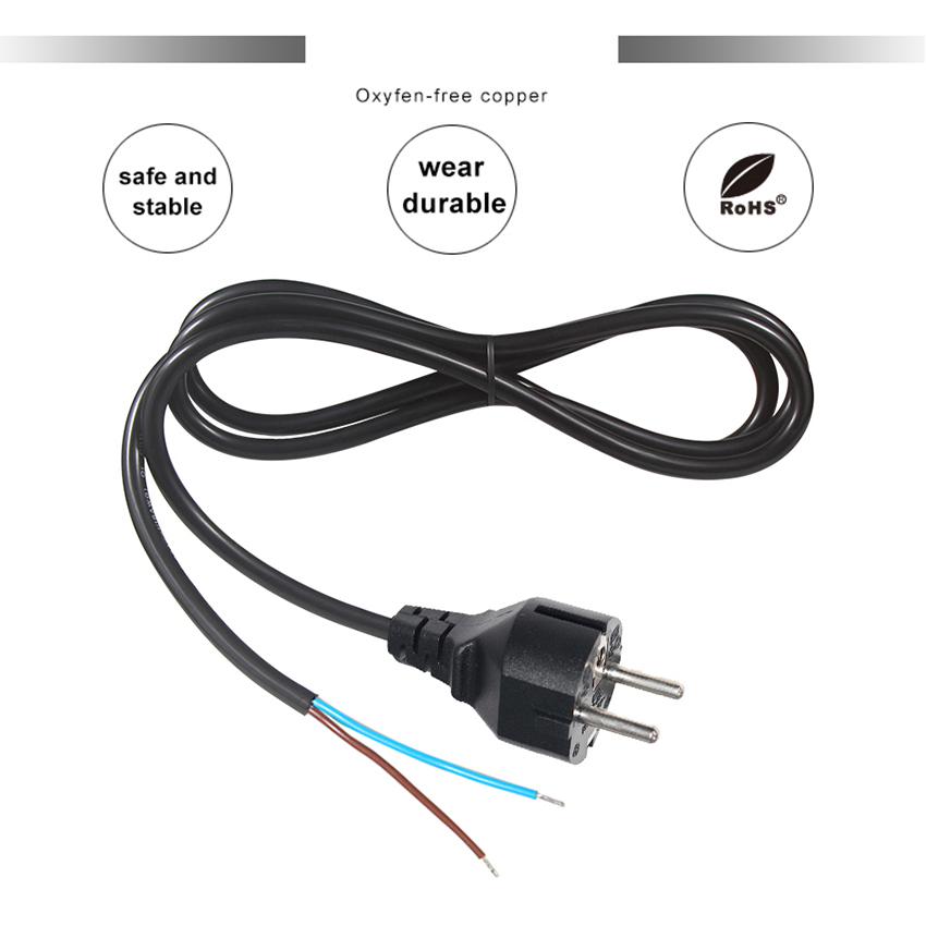 16a 250v Power Cord Schuko Plug H05vv F Vde H05vv-f European Eu 3 Pin Kema-keur Cable Strip End