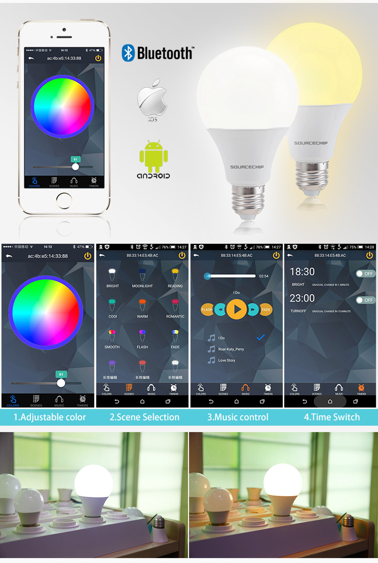 AC85-265v 12w bluetooth smart led bulb