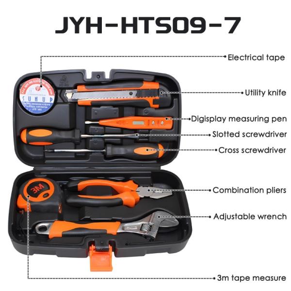JYH-HTS09-4 Black Household Tool Box Set 8 Piece Mechanic Toolbox Set With Hammer