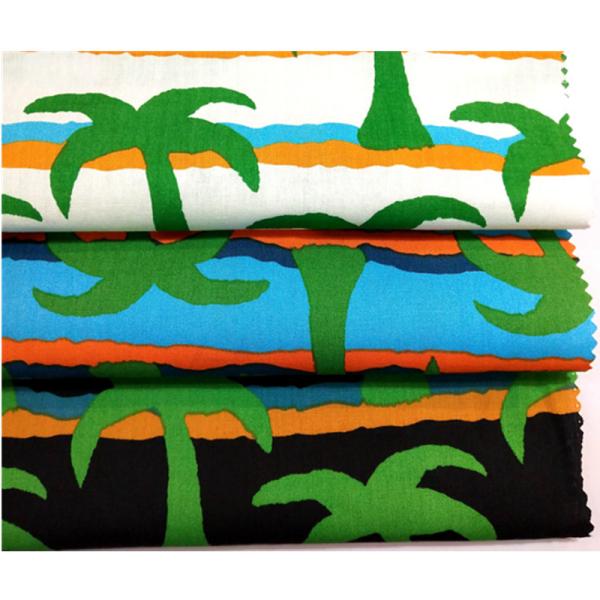 Custom Printing 40s 133*72 100% Cotton Coconut Tree Printed Poplin Fabric Cloth for Garment and Home Textile Cotton Fabric Roll