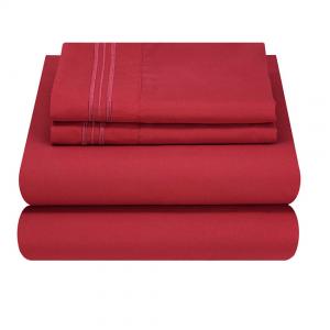 Quality XINPAI Microfiber Three Lines Embroidery Massage Bedding Sheet Set for Flat Bed Sheet wholesale