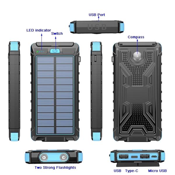 Smartphone Solar Panel Portable Charger Station 10000mAh