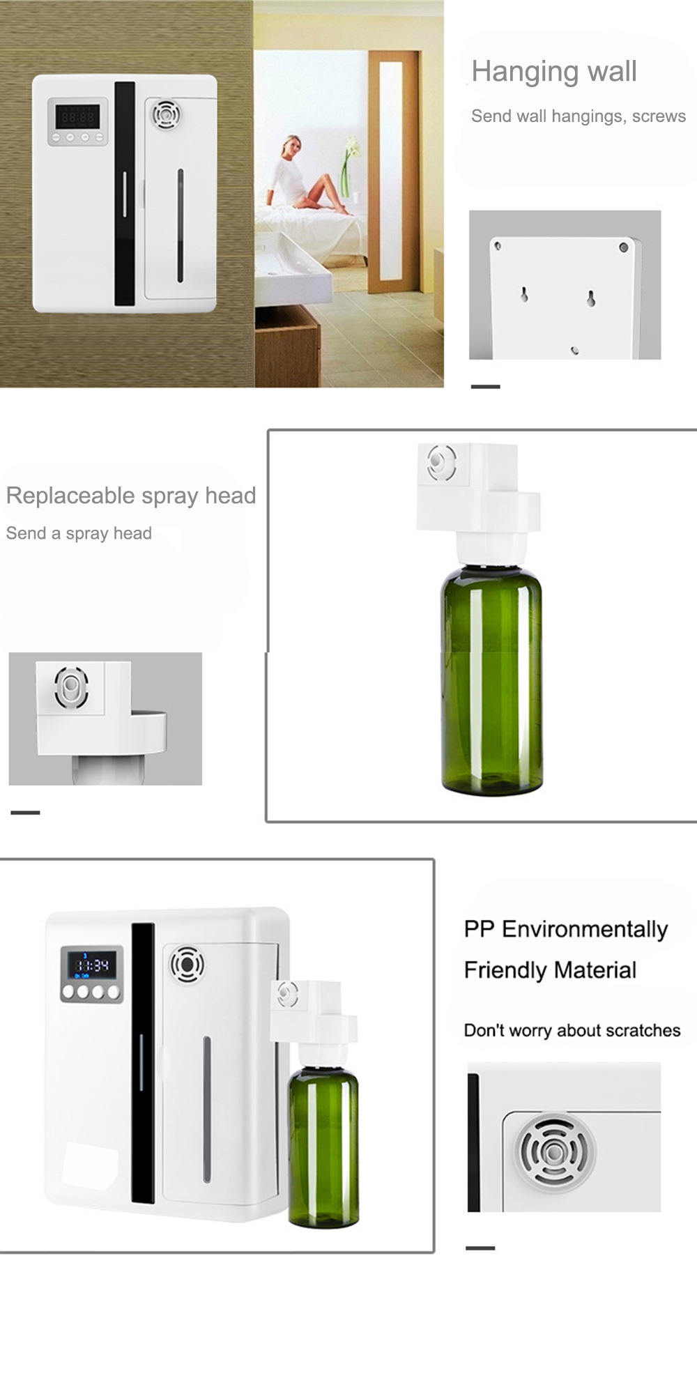 HOMEFISH 160ml Waterless Scent Diffuser Bluetooth Wall-Mounted Fragrance Machine Smart Scent Diffuser For Hotel