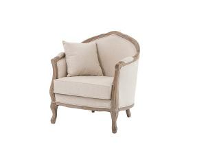China French antique wood frame upholstered single sofa event linen fabric wedding sofa wooden carved sofa furniture on sale