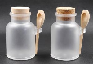 China Cork bath salt jars with wooden spoon 100g, 200g, 300g, 500g on sale