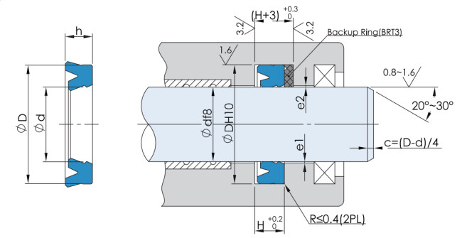 U cup seal,BS B3 B7 UHS USI ROD SEAL,H605 TTI TYPE 20 28 5.7,Double lip seal Hydraulic seal