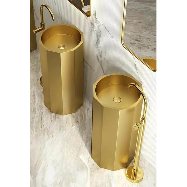 Round Column 304 Stainless Steel Pedestal Sink ODM With Nano Coating