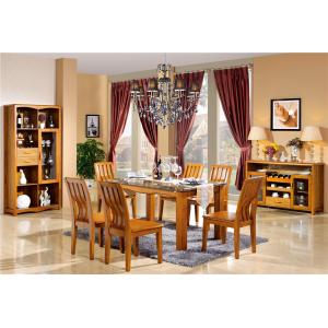 Quality modern rectangle solid wood marble top dining table set wholesale
