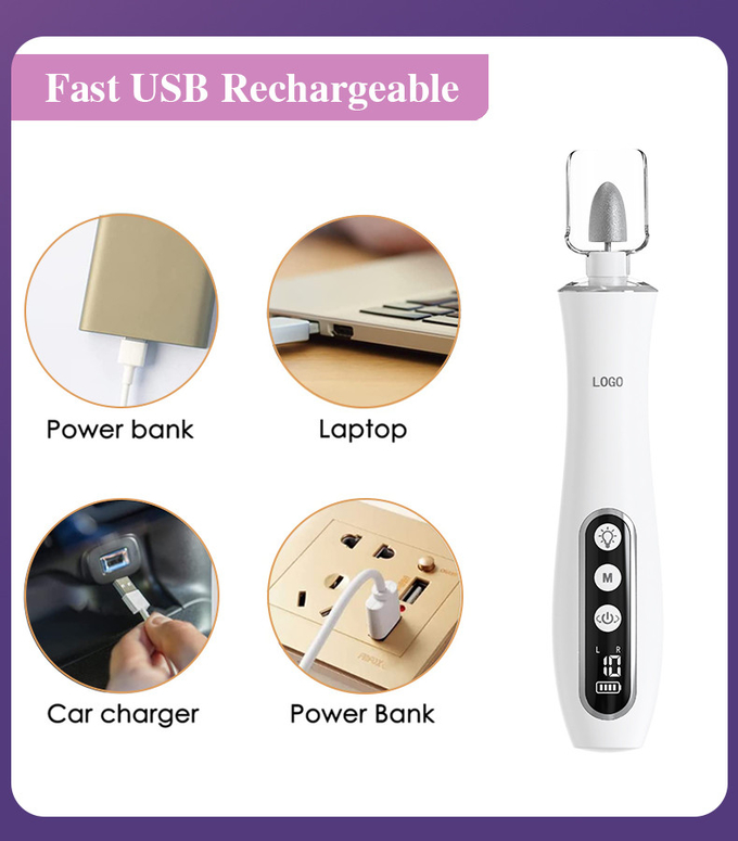 Manicure Pedicure Set USB Charging LED Display 10 Level Speed Low Noise Electric Nail Drill