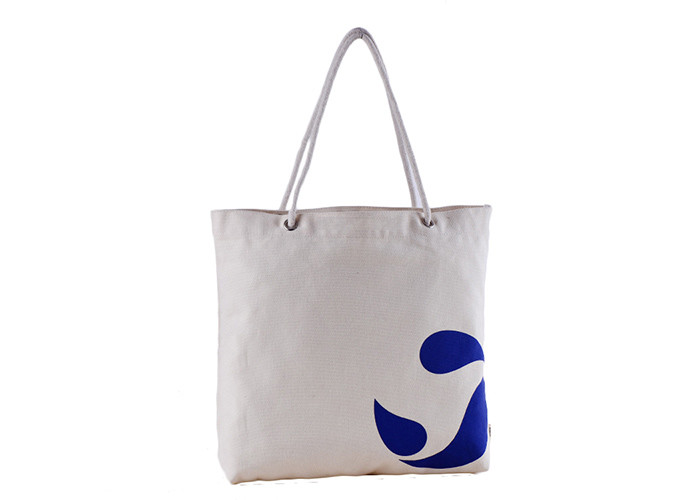 White And Blue Canvas Tote Bags Grocery Reusable Canvas Shopping Bags