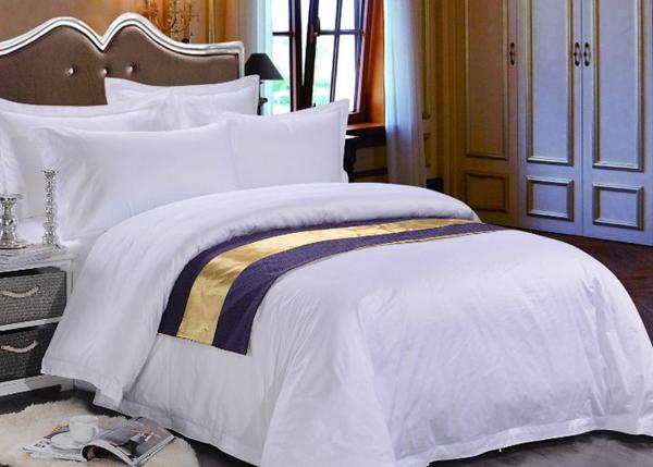 Cheap Pure White Sateen Otel Duvet Bedding With Purple Bed Runner for sale