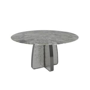 Quality Matte Grey Marble And Metal Dining Table Satin Finish Customized wholesale