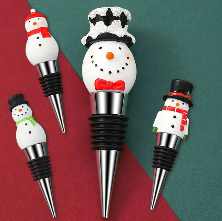 Christmas Birthday Promotional Gift Wine Stopper Party Gold Silver Wine Bottle Stopper