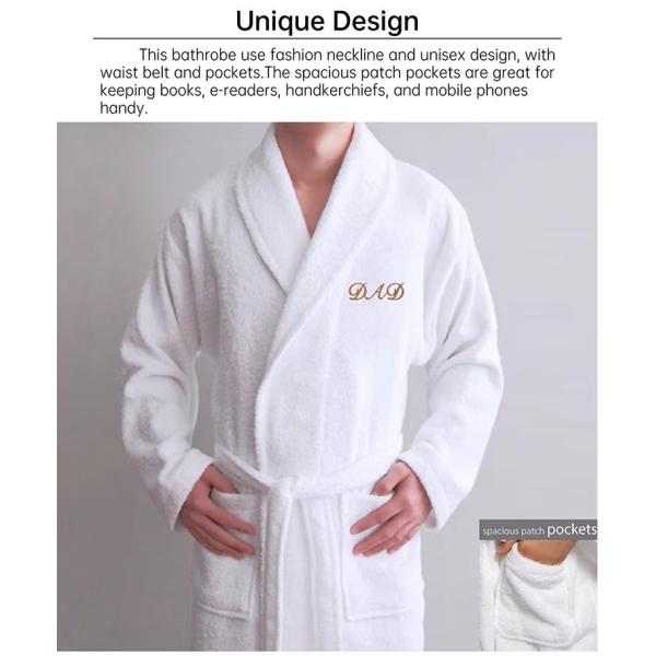 Breathable Terry Towelling Bath Robe Machine Washable For Adults