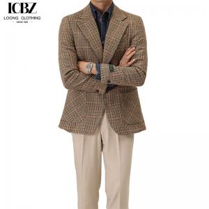 China End Men's Plaid Woolen Suit Jacket Vintage Italian Winter Clothing Length Regular on sale
