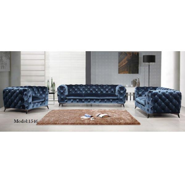 Modern Velvet Chesterfield Sofa With Copper Leg SGS Certification