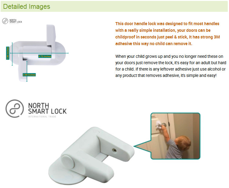 Baby Security Door Handle Lock 3M Adhesive , Door Lever Lock For Kids