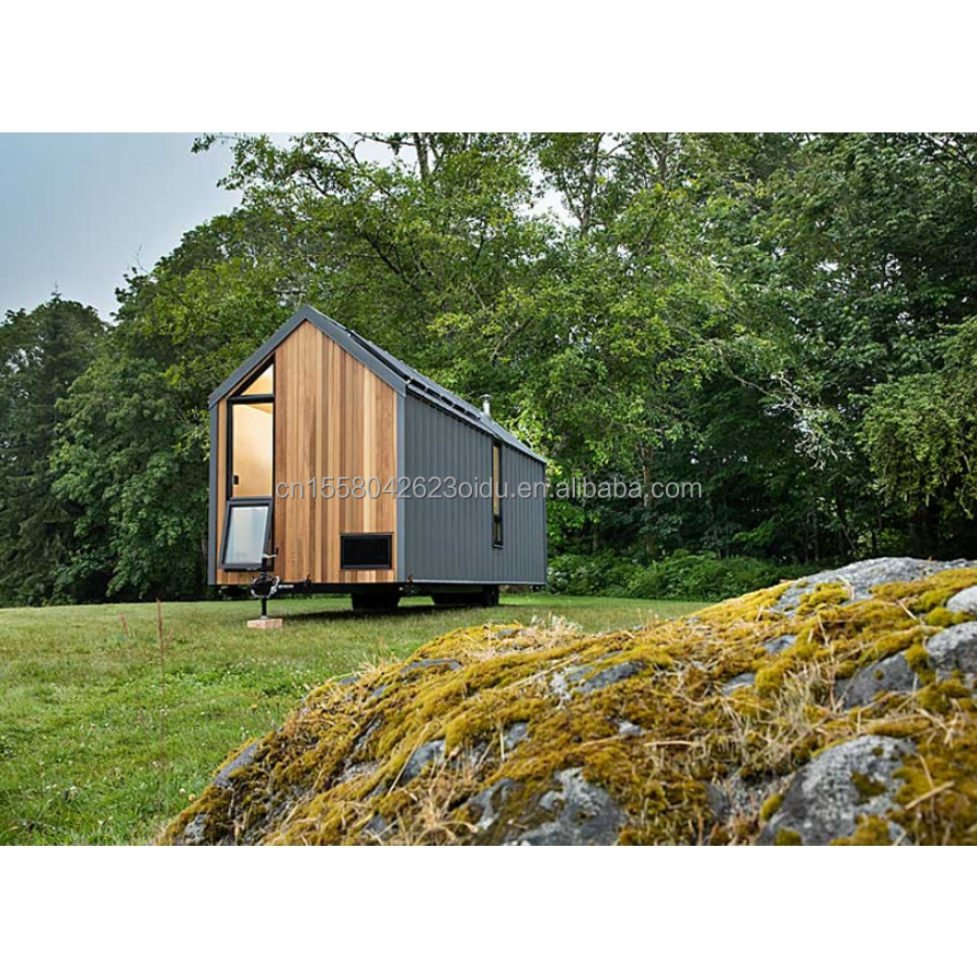 Galvanized Steel Square Tubes Modern Triangular Wooden Container House on Wheels for Outdoor Coffee Sales and Design Style