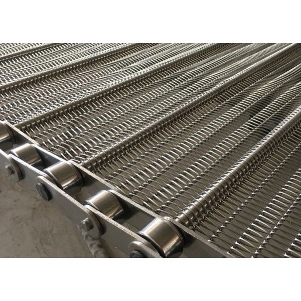 Stainless Steel Balanced Woven Wire Mesh Belt With Roller Chain For Conveyor, Food Grade Vegetable Cleaning Conveyor Belt