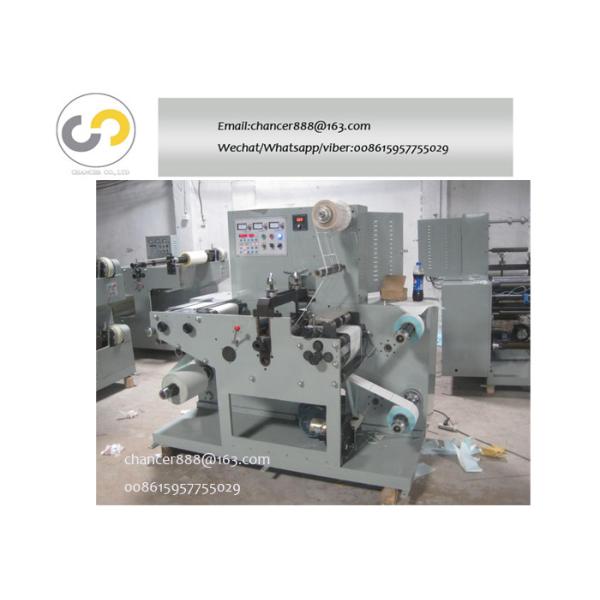 Narrow width label rotary die cutting machine with slitting roll to roll