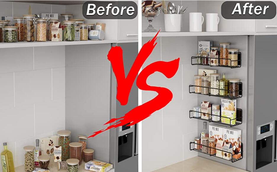 Customized Sizes Stainless Steel Single Tier Magnetic Seasoning And Condiment Organizer