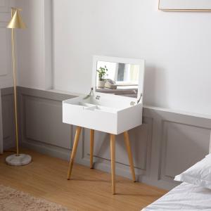 Quality Brown White Wooden Dressing Table With Mirror Large Capacity Luxury For Bedroom Home wholesale