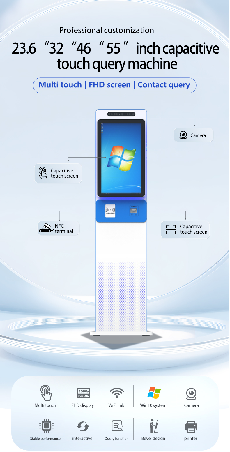 23.6-65 Inch Hotel Self-Service Kiosk with Touch Screen Payment