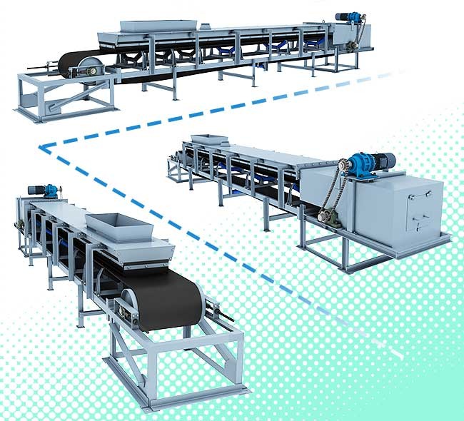 Inclined Troughed Belt Conveyor , Warehouse Conveyor Belt Low Maintenance